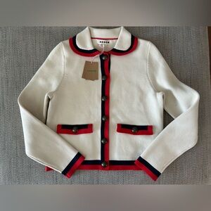 NWT Boden Holly Collared Knit Jacket 100% Cotton